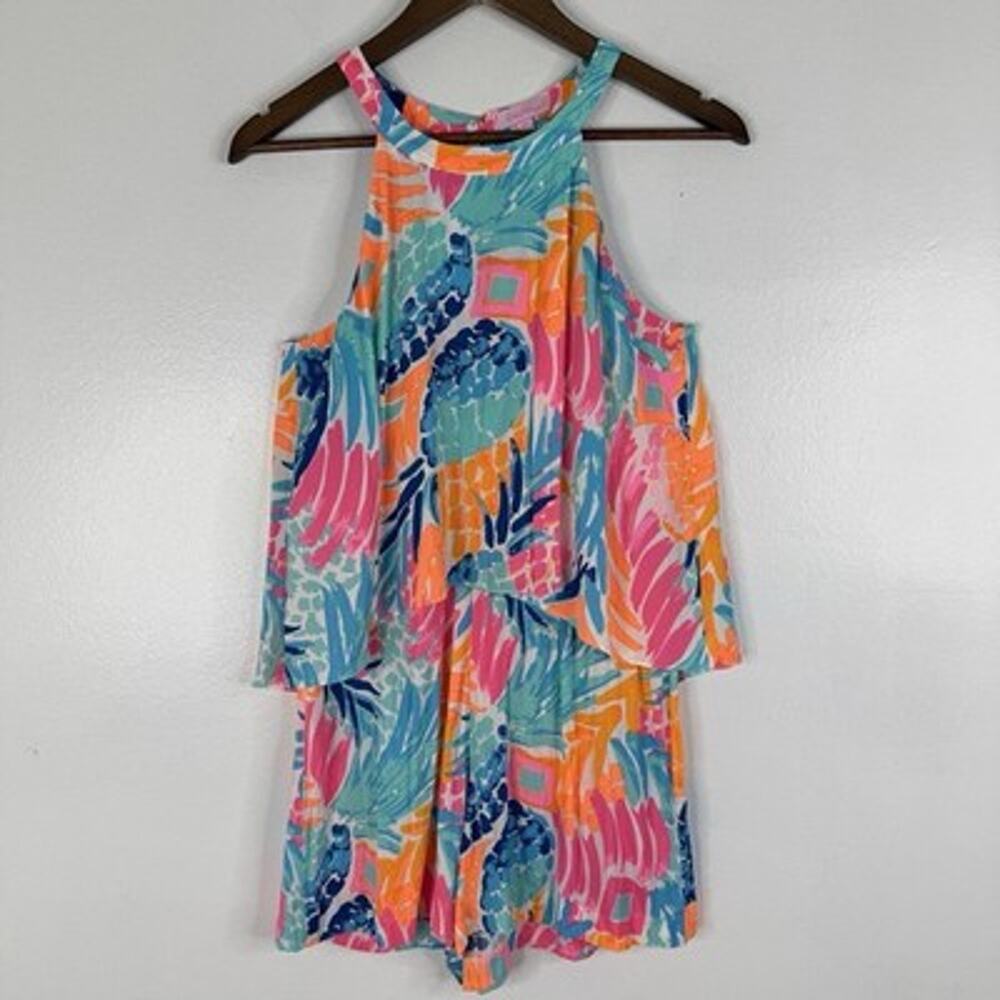 Lilly Pulitzer Romper 6 Tropical Floral Halter Sleeveless Summer Vacation